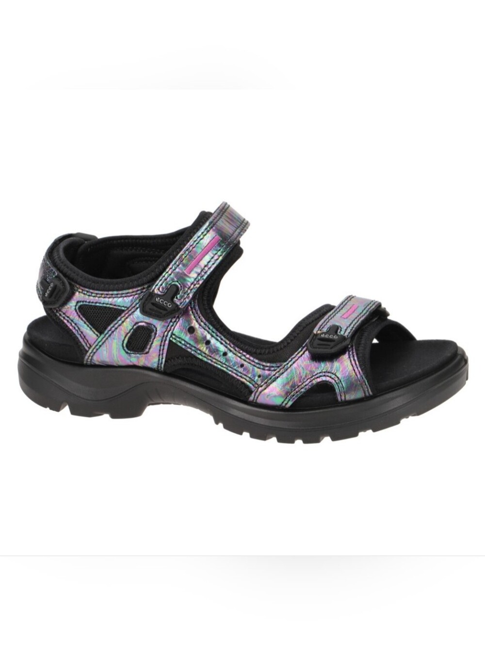 ECCO Womens Yucatan Black Iridescent Sport Sandals EUR 37 EUC  ($135)